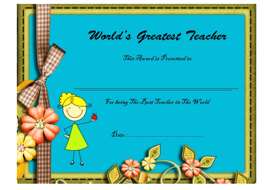 Best Teacher Certificate Templates The 10 Fresh Ideas Free