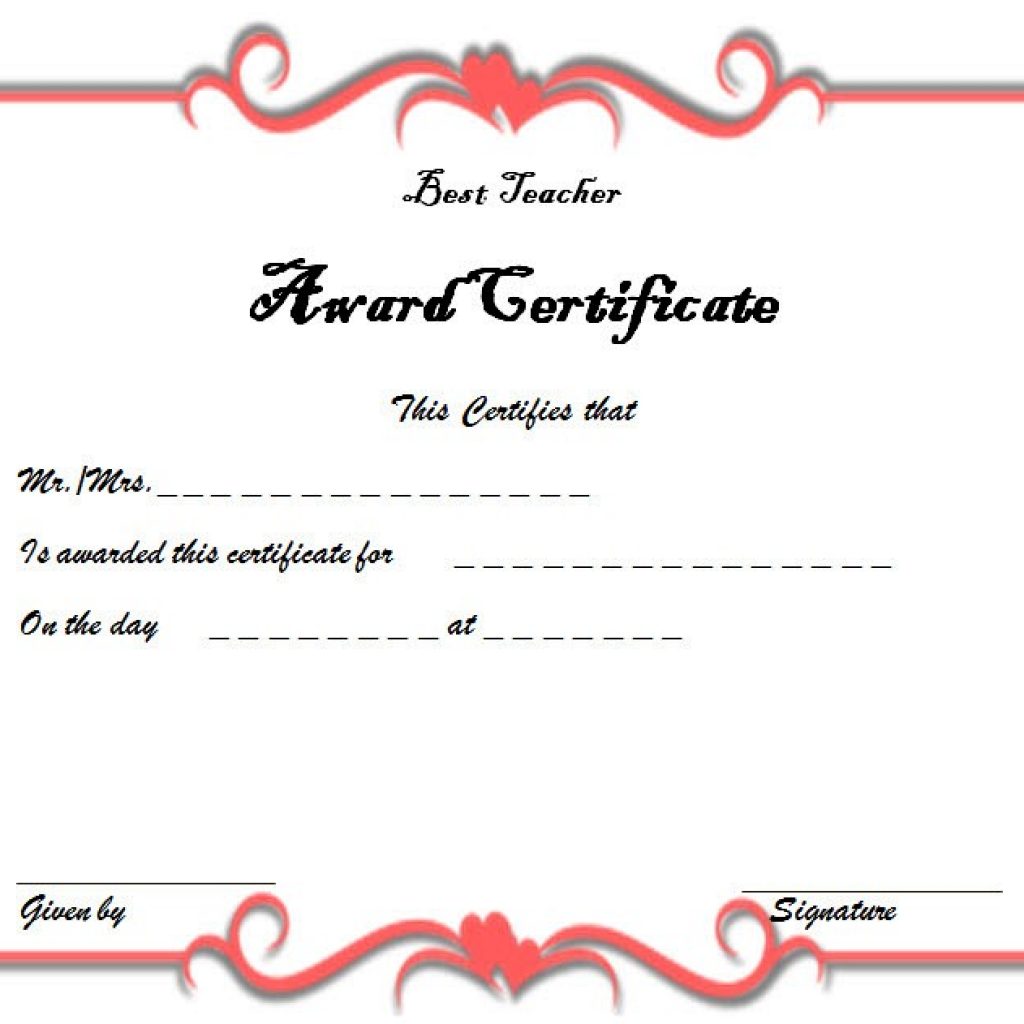 Best Teacher Certificate Templates Free