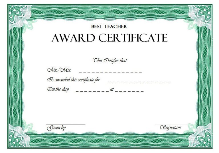 Best Teacher Certificate Template 5 | Paddle Templates