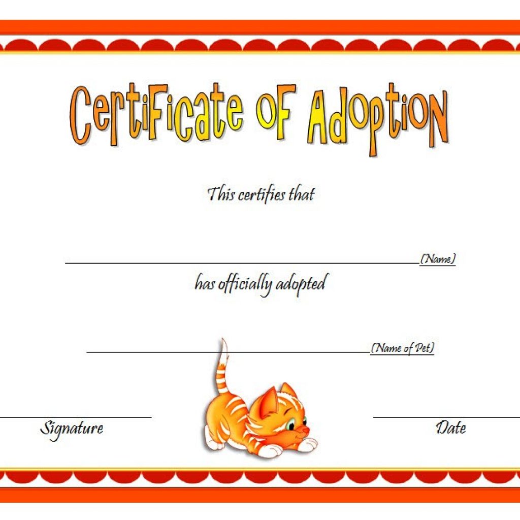 Cat Adoption Certificate Template Free 2020: 9  Best Ideas