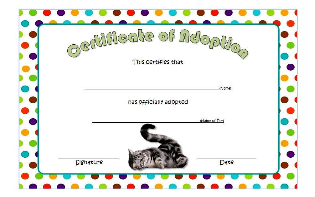 Cat Adoption Certificate Free Printable