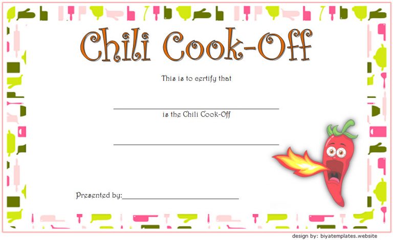 Chili Cook Off Certificate Template 10 Paddle Templates