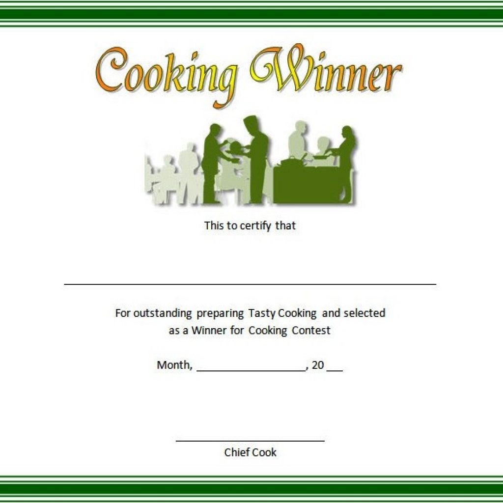 Cooking Competition Certificate Template 6 Paddle Certificate