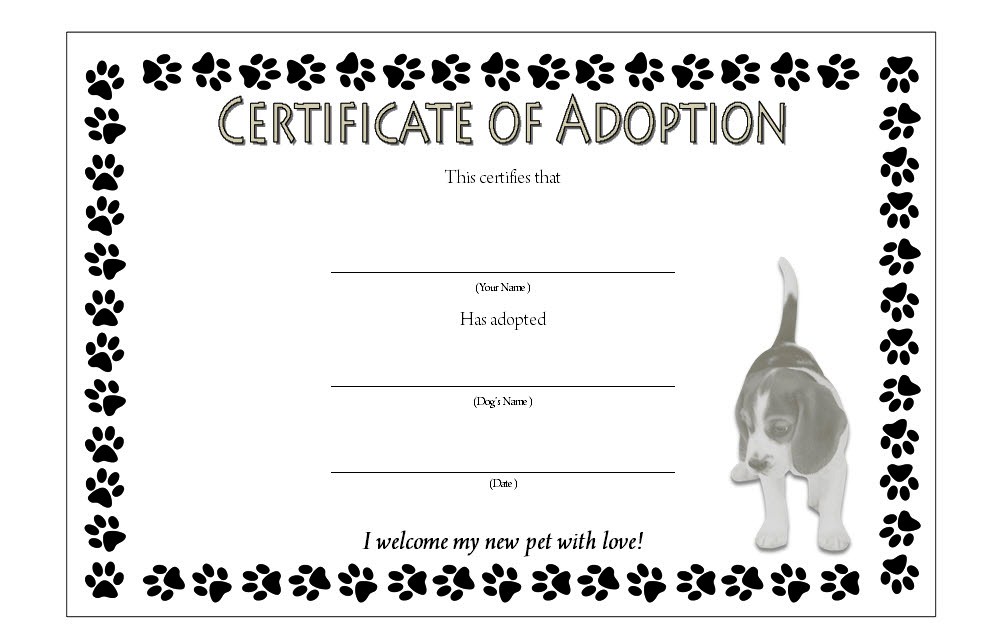 Free Printable Puppy Adoption Certificate Free Templates Printable