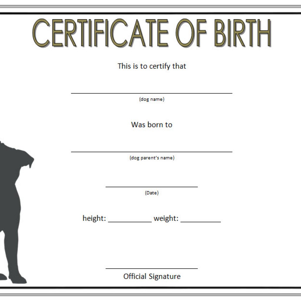 Puppy Birth Certificate Template FREE - 10+ Special Editions