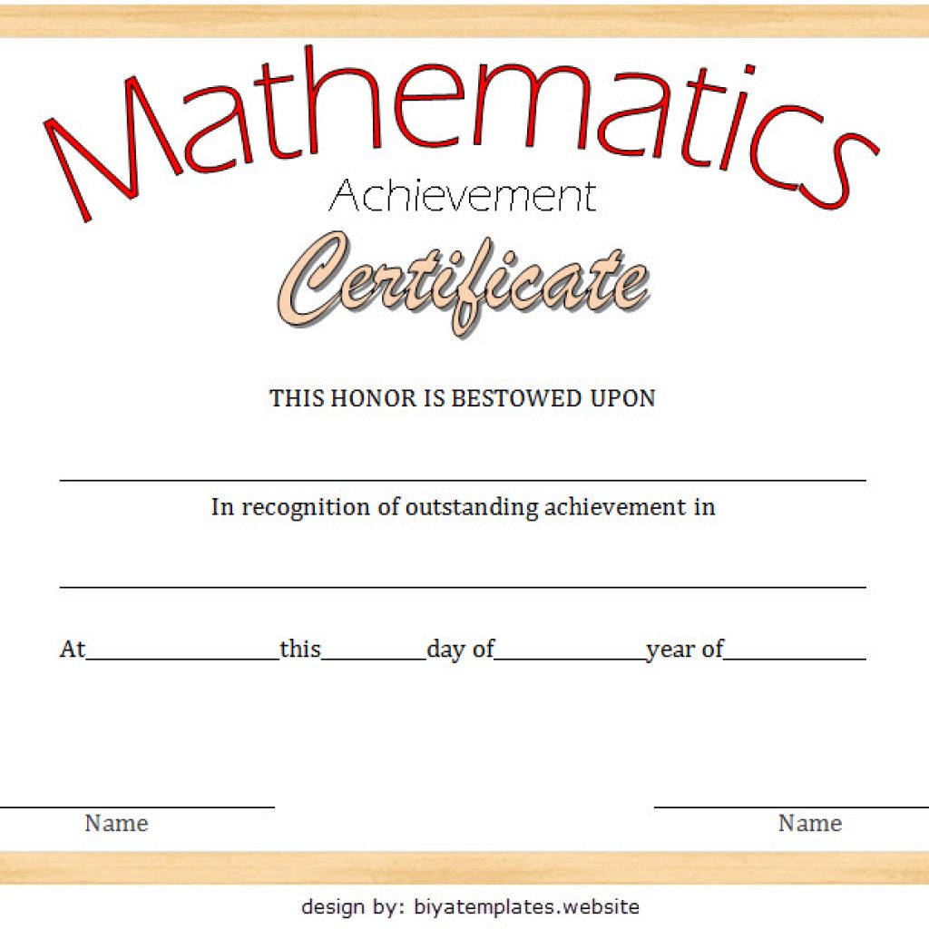 Math Achievement Certificate Printable Free - 9+ Best Ideas