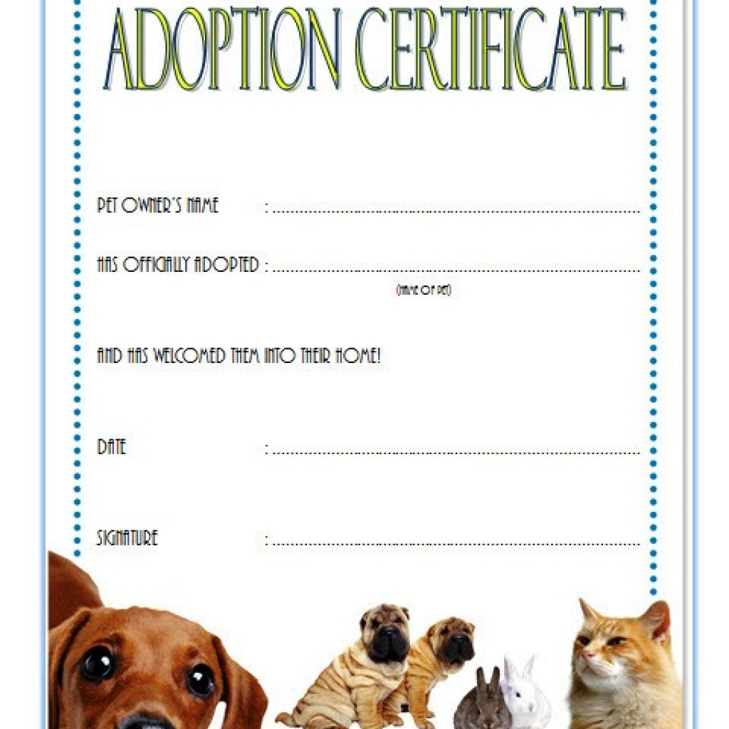 Pet Adoption Certificate Template Free: 10+ Best 2020 Ideas