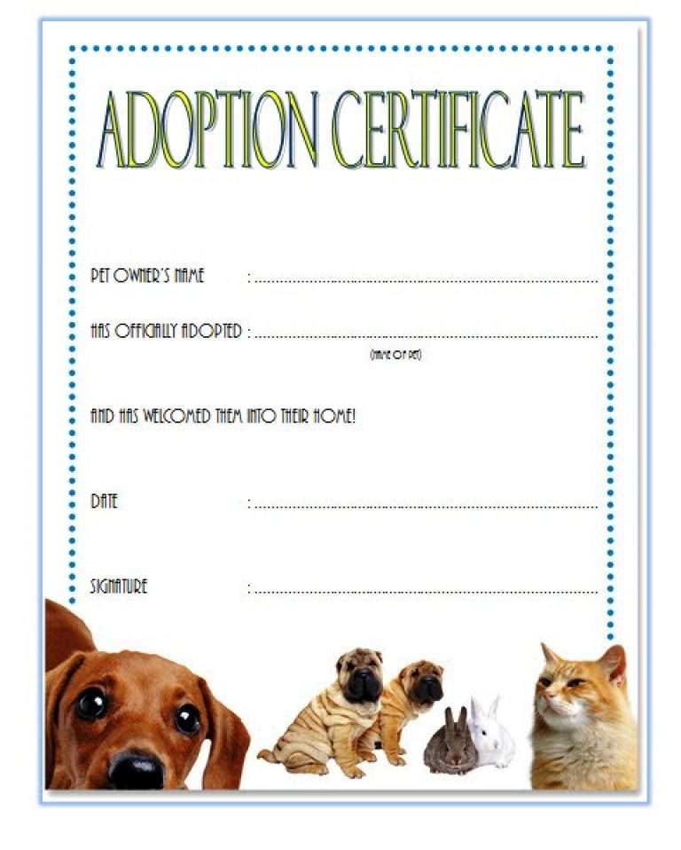 Pet Adoption Certificate Template 1 Paddle Templates