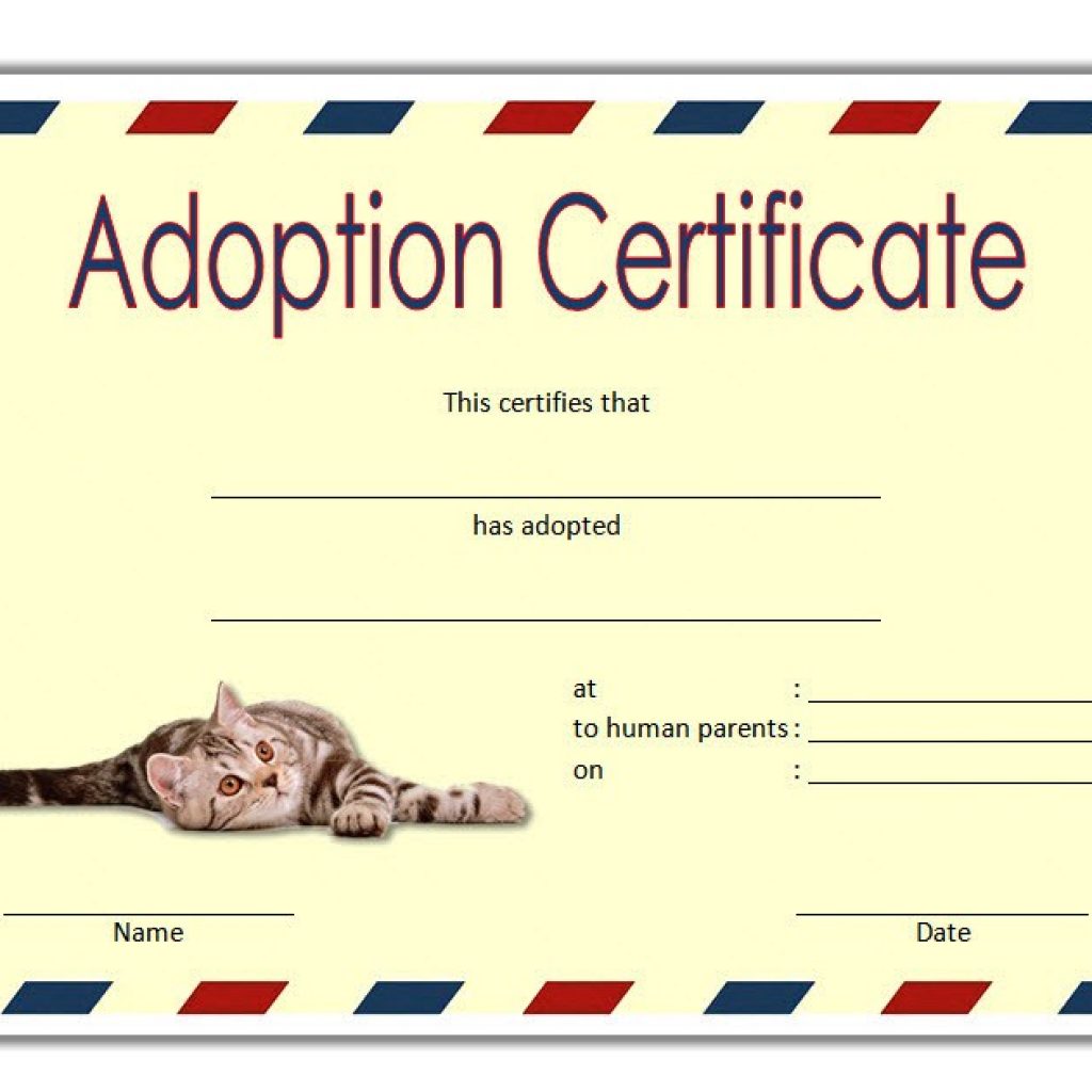 Pet Adoption Certificate Template Free 10+ Best 2020 Ideas