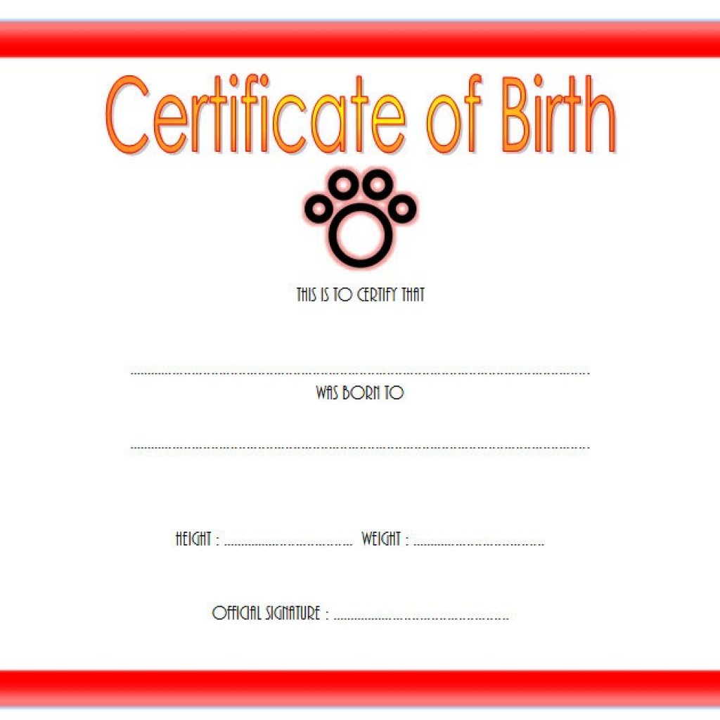 Pet Birth Certificate Template FREE (7+ Editable Designs)