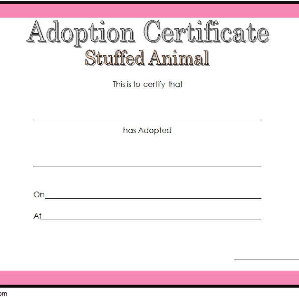 Stuffed Animal Adoption Certificate Template FREE (2020)