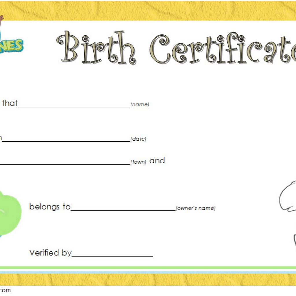 Stuffed Animal Birth Certificate Template 2 | Paddle Certificate