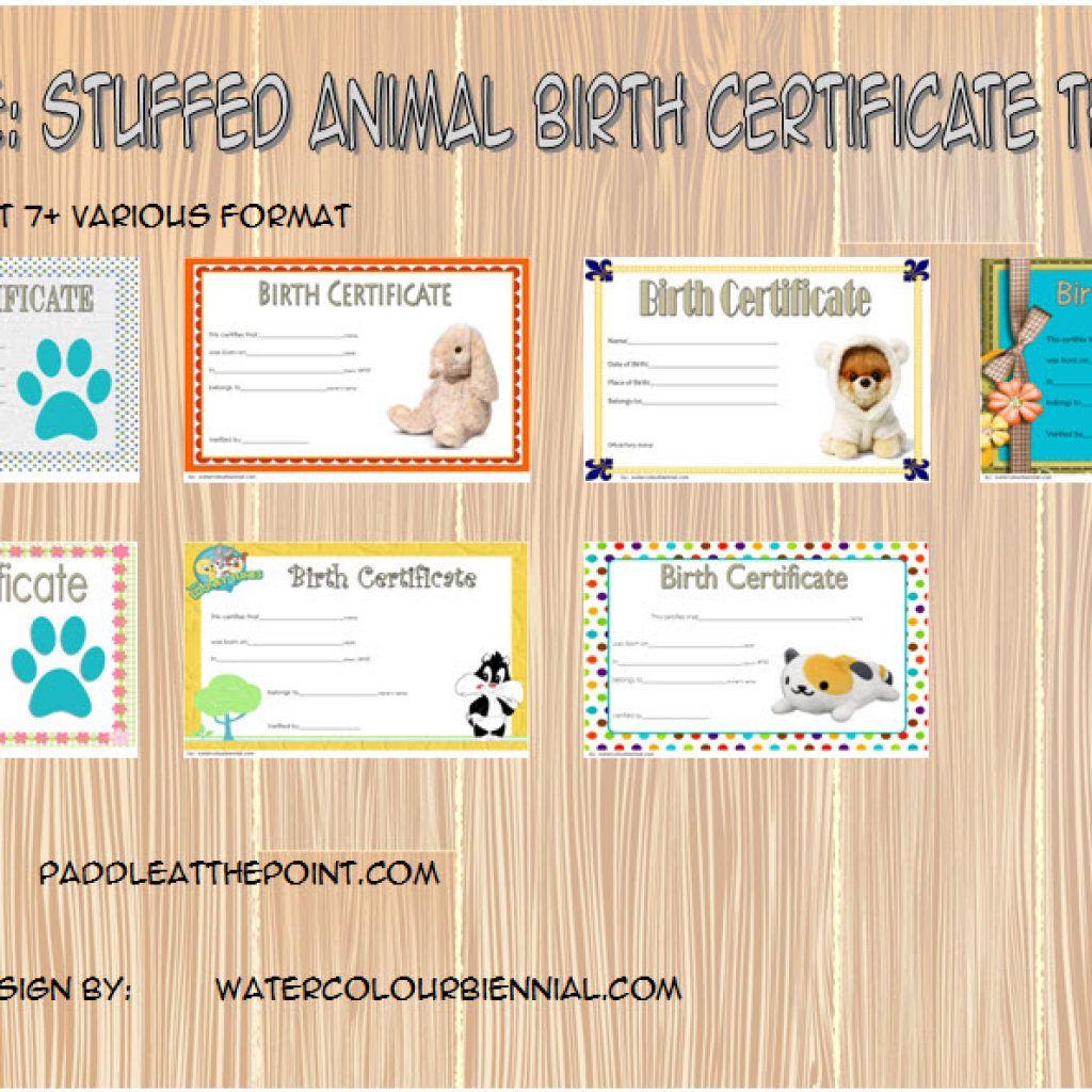 Stuffed Animal Birth Certificate Template: 7+ Funny Designs