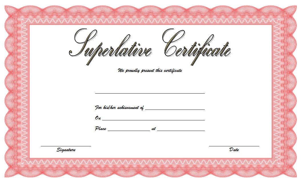 Superlative Certificate Template 1 Paddle Templates