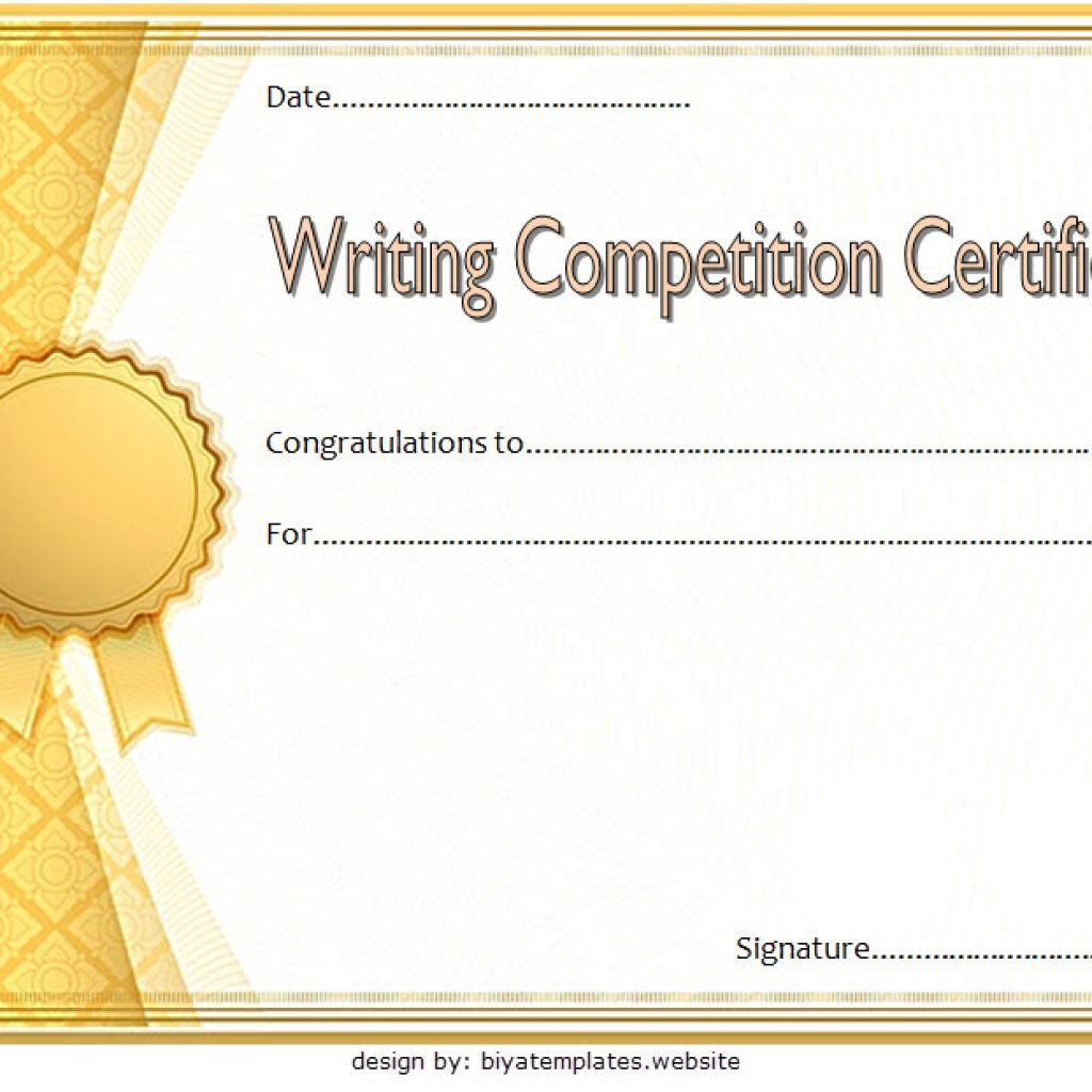 sample certificate for essay writing competition