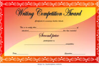 Writing Competition Certificate Template Second Place