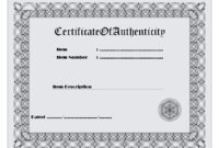 Authenticity Certificate Template 1