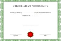 Authenticity Certificate Template