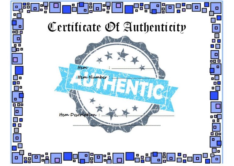 Authenticity Certificate Template 5 