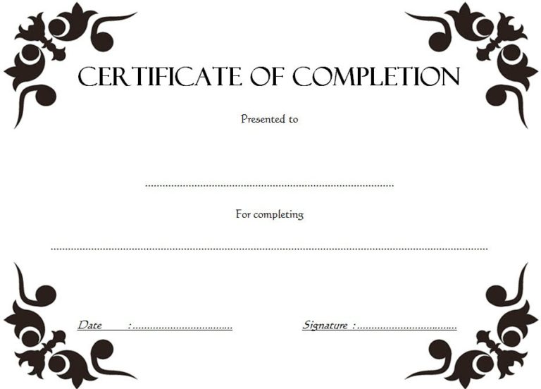 Certificate Of Completion Template 8 Paddle Templates 7218