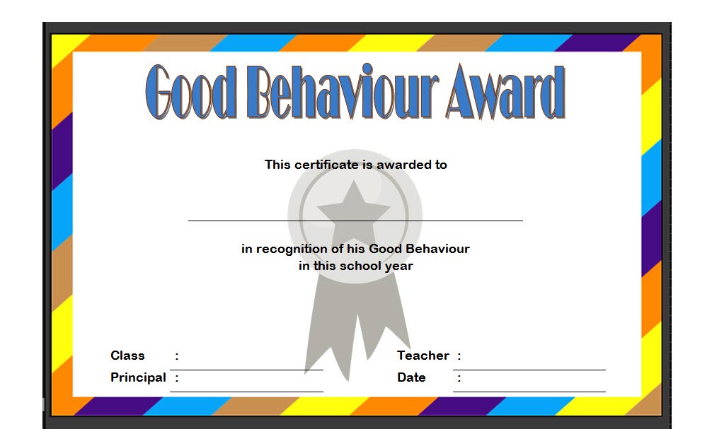 Good Behaviour Certificate Template.