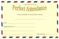 Perfect Attendance Certificate Template 9