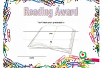 Reading Award Certificate Template