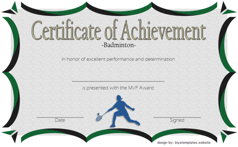 Badminton Achievement Certificate Template 5 | Paddle Templates