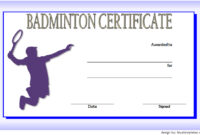 Badminton Certificate Template 2