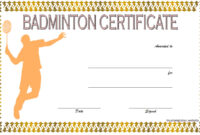 Badminton Certificate Template 3