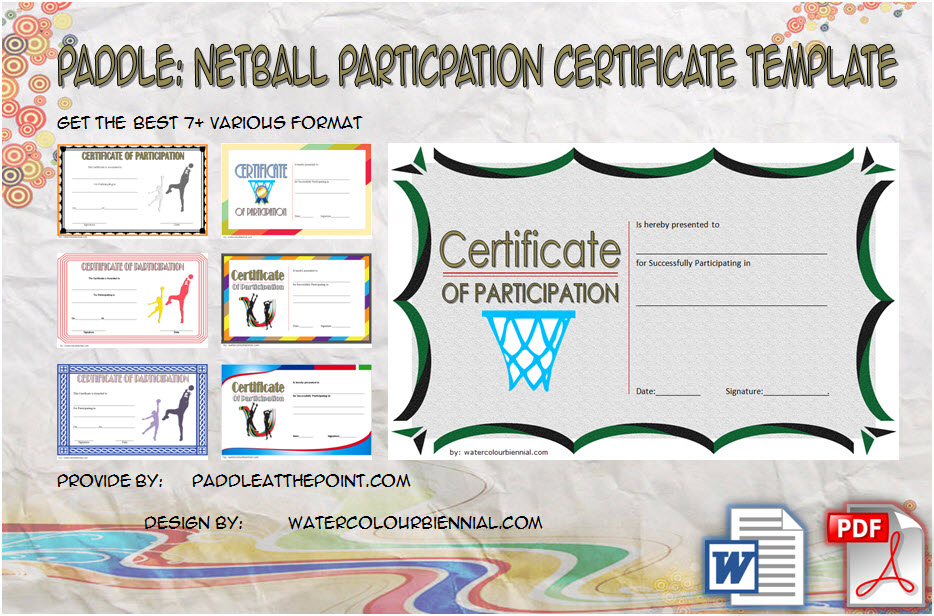 Netball Participation Certificate Templates by Paddle