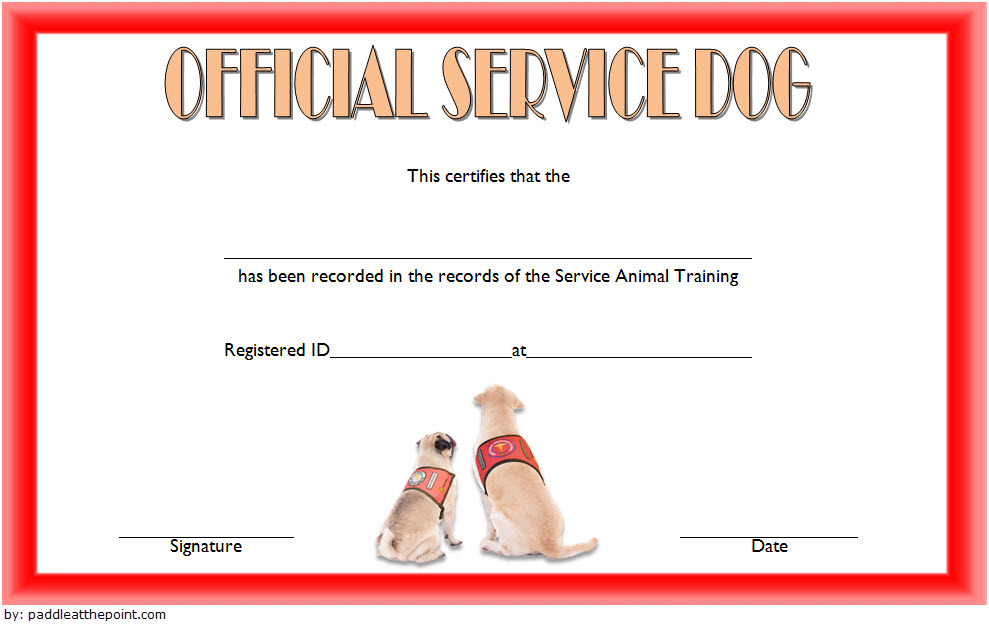 Fillable Blank Downloadable Free Printable Service Dog Certificate