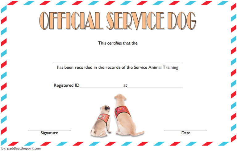 Service Dog Certificate Template 2 | Paddle Templates