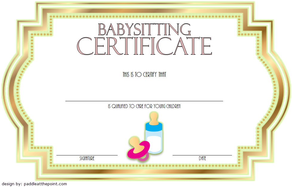 Babysitting Certificate Template 5 Paddle Templates