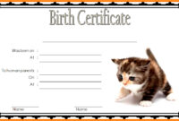 Kitten Birth Certificate Template 1
