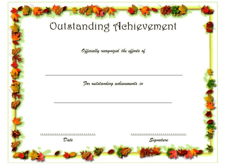 Outstanding Achievement Certificate Template 8 Paddle Templates