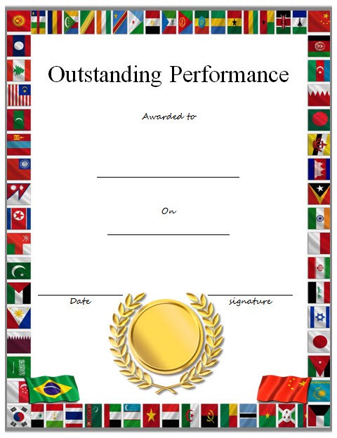 Outstanding Performance Certificate Template - 7+ Excellent Award