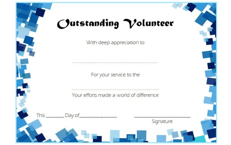 Outstanding Volunteer Certificate Template | Paddle Templates