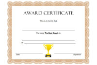 Best Coach Certificate Template 3