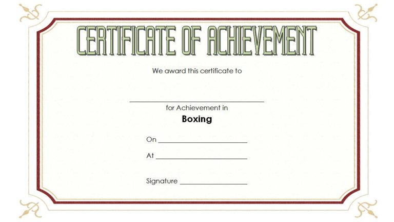 Boxing Certificate Template 4 