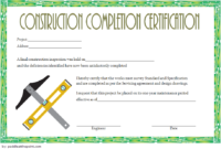 Certificate of Construction Completion Template 3