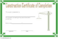 Certificate of Construction Completion Template 7