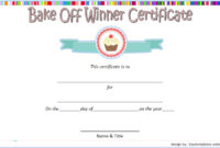 Contest Winner Certificate Template for Bake Off 1