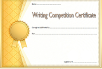 Contest Winner Certificate Template for Writing Competition 1