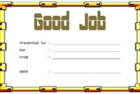 Good Job Certificate Template 4