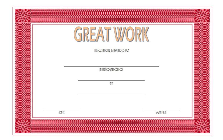 Great Work Certificate Template 3 | Paddle Templates