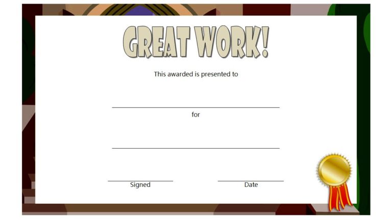 Great Work Certificate Template | Paddle Templates