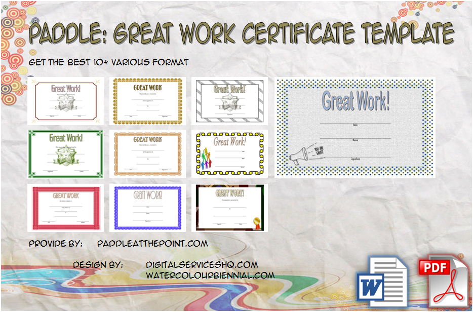 great work certificate template, outstanding work certificate template, good work certificate template, appreciation certificate for good work, great job certificate templates word