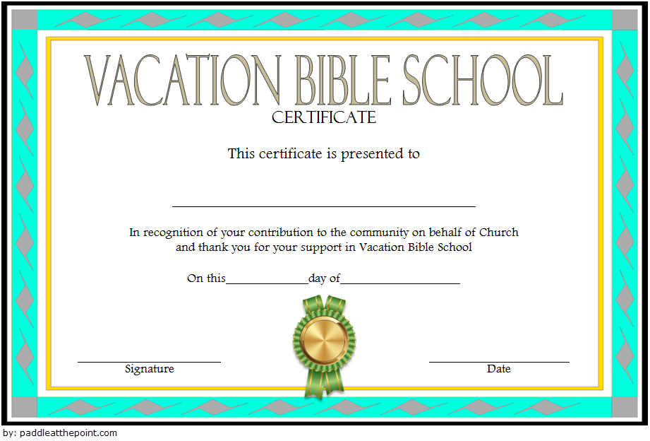 Free Printable Vacation Bible School Attendance Certificates