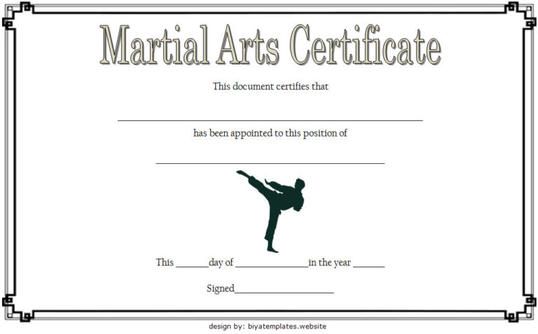 Martial Arts Certificate Template 2